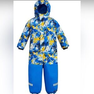Kids Blue and Yellow One Piece Snowsuit